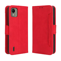 Leather Case Stands Flip Cover Holder BY3 for Nokia C110 Red