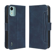 Leather Case Stands Flip Cover Holder BY3 for Nokia C12 Blue
