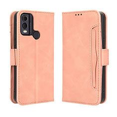 Leather Case Stands Flip Cover Holder BY3 for Nokia C22 Pink