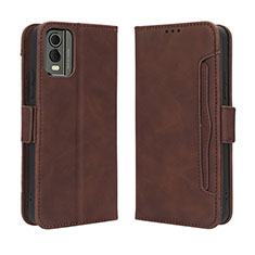 Leather Case Stands Flip Cover Holder BY3 for Nokia C32 Brown