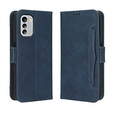 Leather Case Stands Flip Cover Holder BY3 for Nokia G60 5G Blue