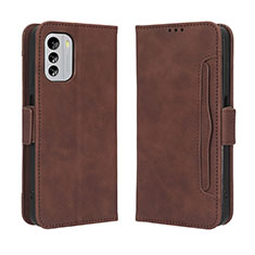 Leather Case Stands Flip Cover Holder BY3 for Nokia G60 5G Brown
