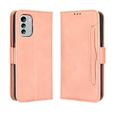 Leather Case Stands Flip Cover Holder BY3 for Nokia G60 5G Pink
