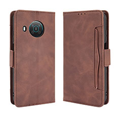 Leather Case Stands Flip Cover Holder BY3 for Nokia X100 5G Brown