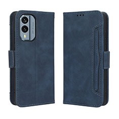 Leather Case Stands Flip Cover Holder BY3 for Nokia X30 5G Blue
