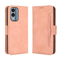 Leather Case Stands Flip Cover Holder BY3 for Nokia X30 5G Pink