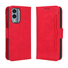 Leather Case Stands Flip Cover Holder BY3 for Nokia X30 5G Red