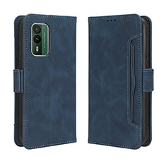 Leather Case Stands Flip Cover Holder BY3 for Nokia XR21 Blue