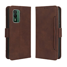 Leather Case Stands Flip Cover Holder BY3 for Nokia XR21 Brown