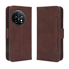 Leather Case Stands Flip Cover Holder BY3 for OnePlus 11R 5G Brown