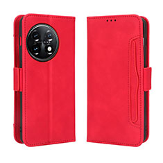 Leather Case Stands Flip Cover Holder BY3 for OnePlus 11R 5G Red