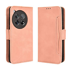 Leather Case Stands Flip Cover Holder BY3 for OnePlus 12 5G Pink