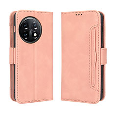 Leather Case Stands Flip Cover Holder BY3 for OnePlus Ace 2 5G Pink