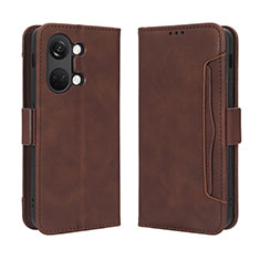 Leather Case Stands Flip Cover Holder BY3 for OnePlus Nord 3 5G Brown
