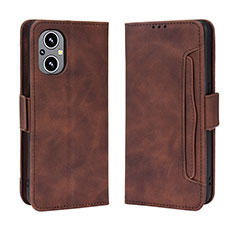 Leather Case Stands Flip Cover Holder BY3 for OnePlus Nord N20 5G Brown