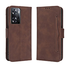 Leather Case Stands Flip Cover Holder BY3 for OnePlus Nord N20 SE Brown