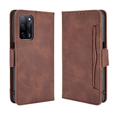 Leather Case Stands Flip Cover Holder BY3 for Oppo A53s 5G Brown