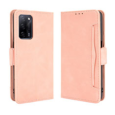 Leather Case Stands Flip Cover Holder BY3 for Oppo A53s 5G Pink