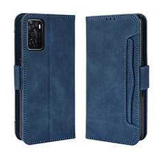 Leather Case Stands Flip Cover Holder BY3 for Oppo A55S 5G Blue
