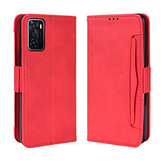 Leather Case Stands Flip Cover Holder BY3 for Oppo A55S 5G Red