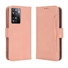 Leather Case Stands Flip Cover Holder BY3 for Oppo A57s Pink