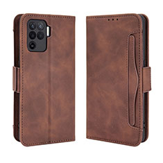 Leather Case Stands Flip Cover Holder BY3 for Oppo A94 4G Brown