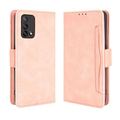 Leather Case Stands Flip Cover Holder BY3 for Oppo A95 4G Pink