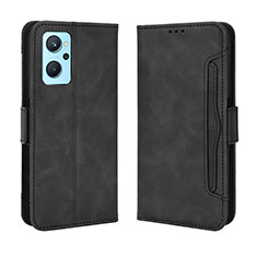 Leather Case Stands Flip Cover Holder BY3 for Oppo A96 4G Black