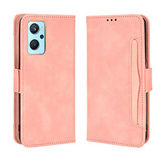Leather Case Stands Flip Cover Holder BY3 for Oppo A96 4G Pink