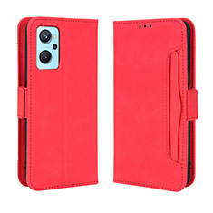 Leather Case Stands Flip Cover Holder BY3 for Oppo A96 4G Red