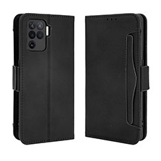 Leather Case Stands Flip Cover Holder BY3 for Oppo F19 Pro Black