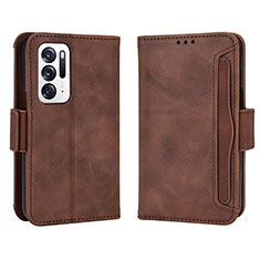 Leather Case Stands Flip Cover Holder BY3 for Oppo Find N 5G Brown