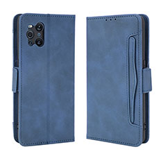 Leather Case Stands Flip Cover Holder BY3 for Oppo Find X3 5G Blue