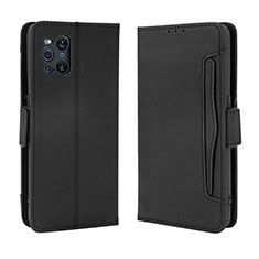 Leather Case Stands Flip Cover Holder BY3 for Oppo Find X3 Pro 5G Black
