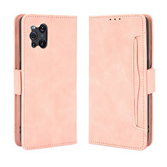 Leather Case Stands Flip Cover Holder BY3 for Oppo Find X3 Pro 5G Pink