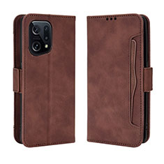 Leather Case Stands Flip Cover Holder BY3 for Oppo Find X5 5G Brown