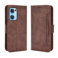 Leather Case Stands Flip Cover Holder BY3 for Oppo Find X5 Lite 5G Brown