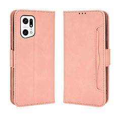 Leather Case Stands Flip Cover Holder BY3 for Oppo Find X5 Pro 5G Pink