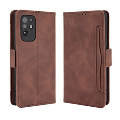 Leather Case Stands Flip Cover Holder BY3 for Oppo Reno5 Z 5G Brown