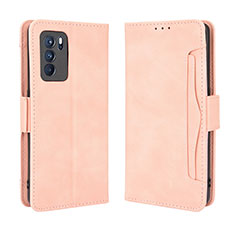 Leather Case Stands Flip Cover Holder BY3 for Oppo Reno6 Pro 5G India Pink