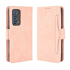 Leather Case Stands Flip Cover Holder BY3 for Oppo Reno6 Pro 5G Pink