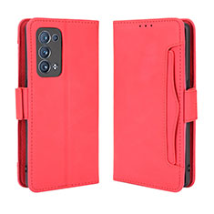 Leather Case Stands Flip Cover Holder BY3 for Oppo Reno6 Pro 5G Red