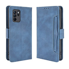 Leather Case Stands Flip Cover Holder BY3 for Oppo Reno6 Z 5G Blue