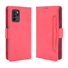 Leather Case Stands Flip Cover Holder BY3 for Oppo Reno6 Z 5G Red