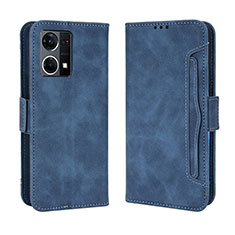 Leather Case Stands Flip Cover Holder BY3 for Oppo Reno7 4G Blue
