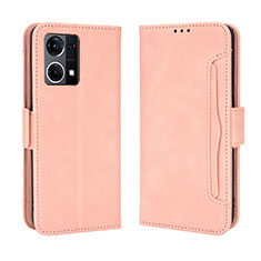 Leather Case Stands Flip Cover Holder BY3 for Oppo Reno7 4G Pink