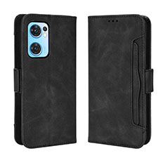 Leather Case Stands Flip Cover Holder BY3 for Oppo Reno7 5G Black