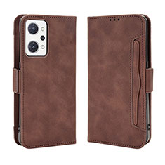 Leather Case Stands Flip Cover Holder BY3 for Oppo Reno7 A Brown