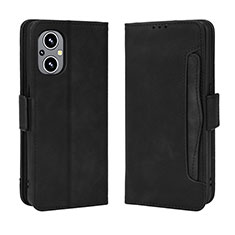 Leather Case Stands Flip Cover Holder BY3 for Oppo Reno7 Lite 5G Black