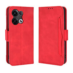 Leather Case Stands Flip Cover Holder BY3 for Oppo Reno8 5G Red